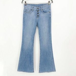 Carmar Farah‎ Flare Jeans Size 27 Medium Wash Mid Rise Button Fly Stretch Blue